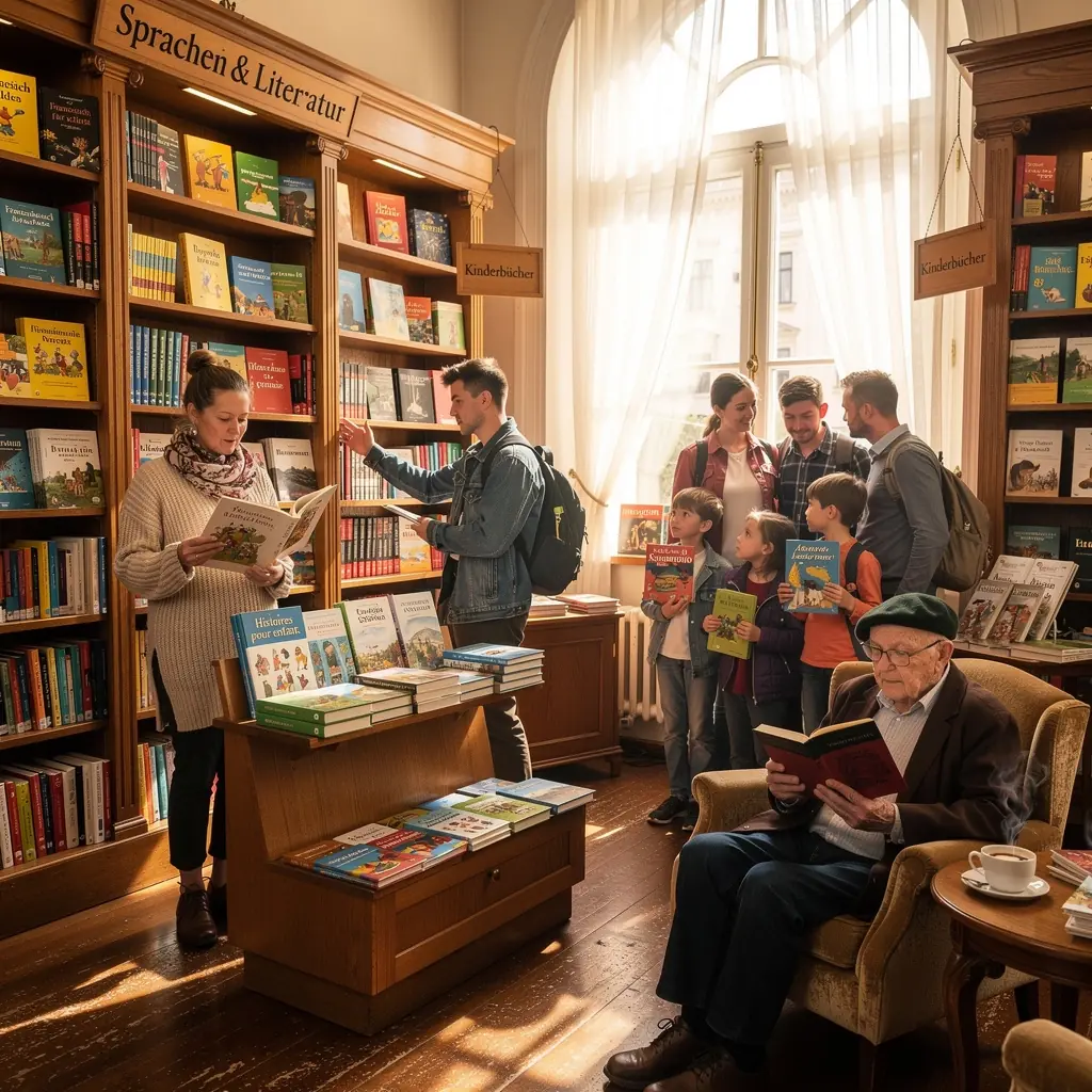 Ein Leser, der in einem internationalen Sprachbuch blättert, um neue Vokabeln zu lernen.